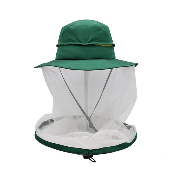 Quality Mosquito Head Net Uv Protection Sun Hat With Mesh Insect Proof Net Bucket Cap 60cm for sale