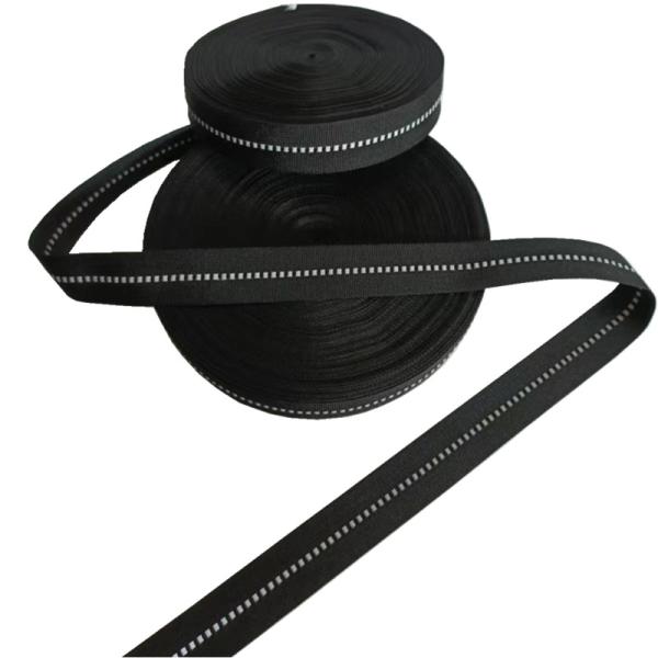 2cm Black Polyester Reflective Webbing Tape For Clothing Custom