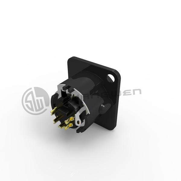 Industrial XLR Male Connector Socket Audio 5 Pin Connector Electrical