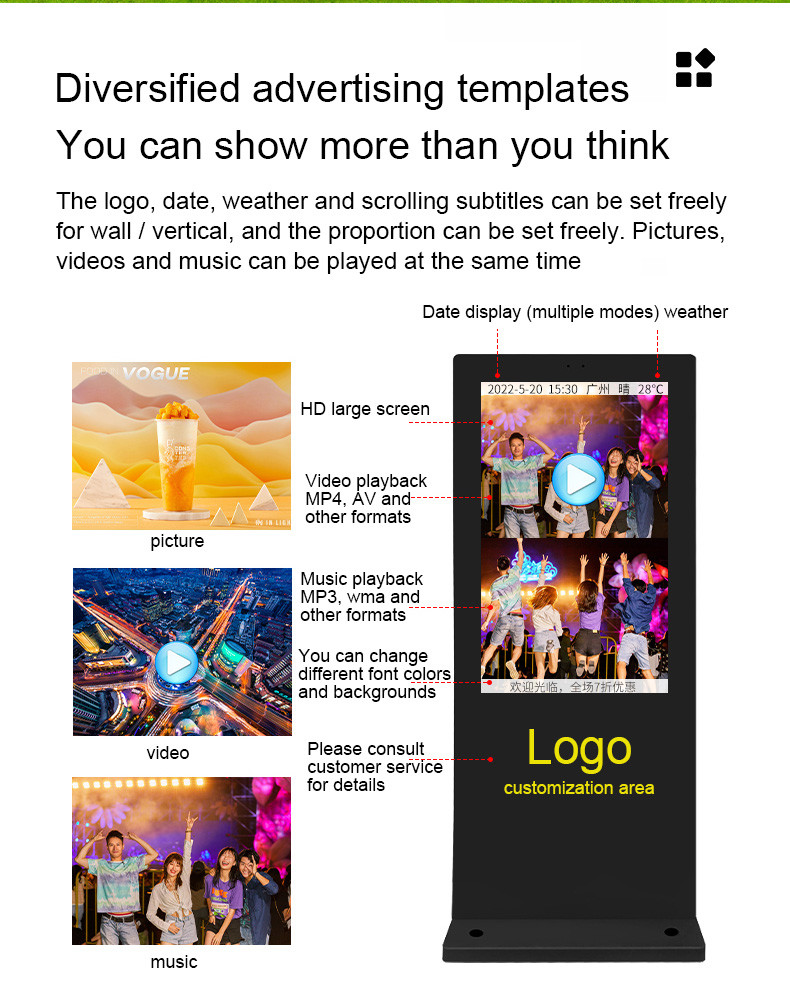 Outdoor Shopping Mall LCD Screen Player Digital Totem Smart Signage Commercial Advertising Equipment High Brightness TV Display