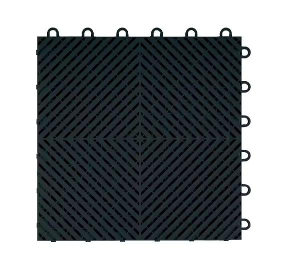 Quality Black PP Interlocking Floor Tile 400*400mm For Use In Garages Workshop for sale