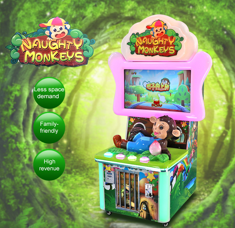 1 Player Redemption Arcade Machines / Funny Naughty Monkeys Ticket Game Machine For Kids