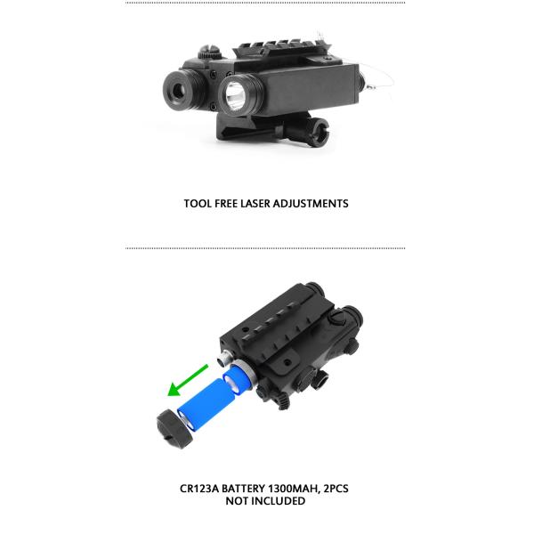 Alluminum Alloy Picatinny Rail Flashlight 225 Lumens 97*74*46mm