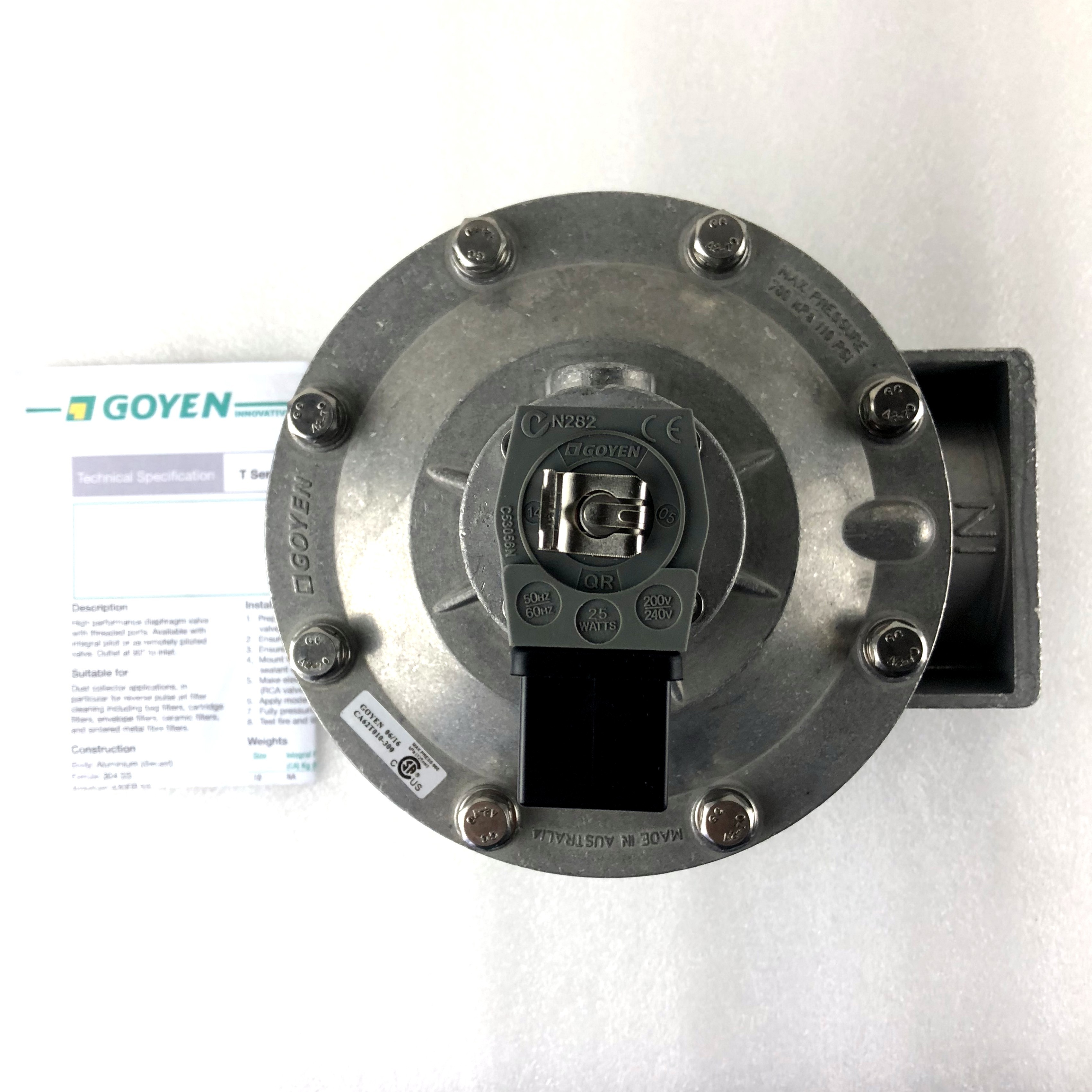 CA62T Pulse Jet Valve G2 1/2'' GOYEN 62mm Aluminum Diecast Body 5-125 Psi Pressure