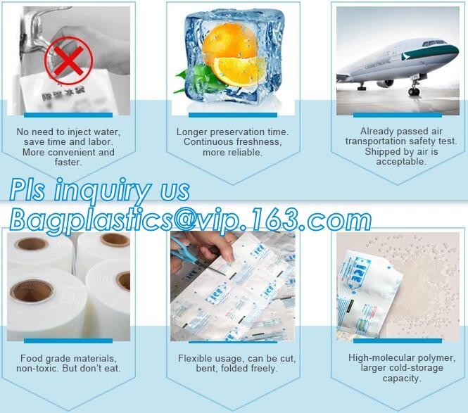 Liquid and fruit fresh keeping ice bag pack, bagged ice storage box for fresh vegetables, disposable ice cube bag for fr