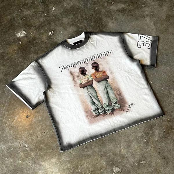 Quality Clothing Manufacturer Wholesale Streetwear Custom Heavyweight Acid Wash Cotton Boxy Vintage Oversized Cropped T Shirt for Men for sale