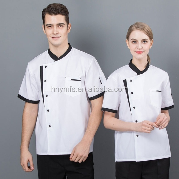 Customized White Chef Cook Uniform Hotel Kitchen short sleeve topspants uniform