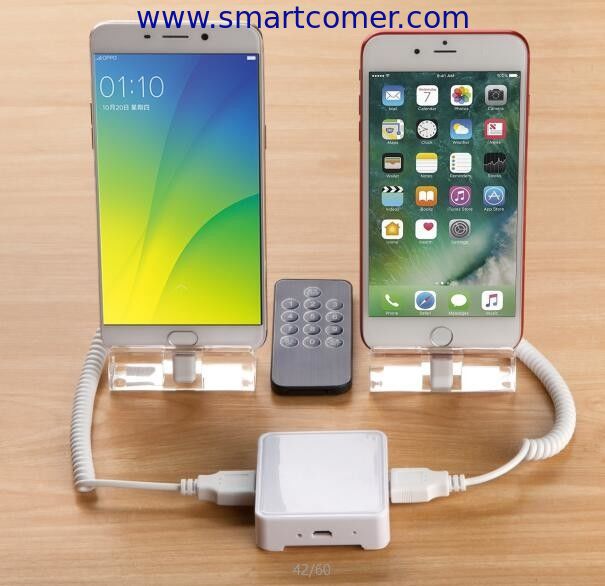 COMER 2ports security alarm system for mobile phone and tablet shop display with charging