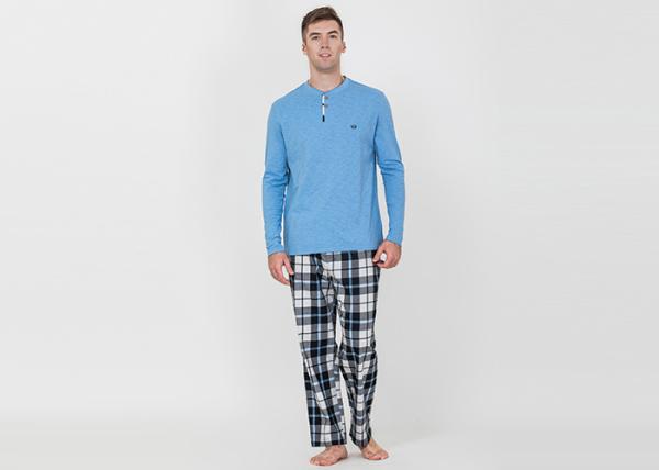 Quality 100% Cotton Slub Jersey Fabric Men'S Luxury Pajama Sets , Mens Matching Pajamas for sale