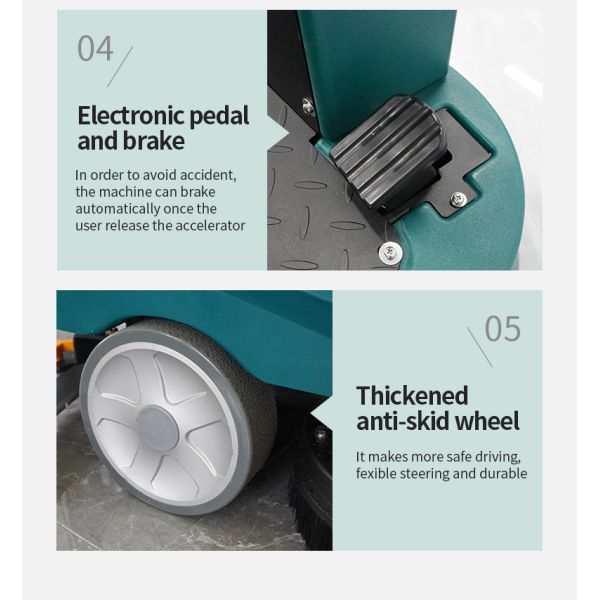ODM Ride On Floor Scrubber Automatic Washing Sweeper Machine 120rpm