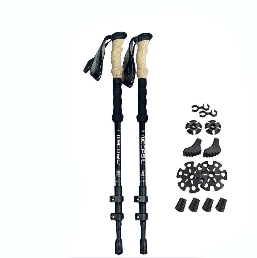 Outdoor Camping Adjustable Folding Trekking Pole Aluminum Walking Stick