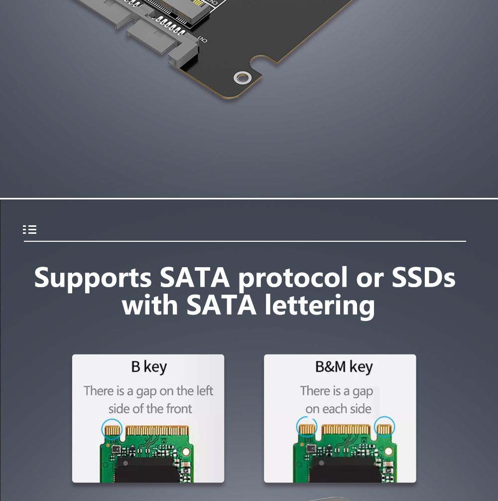 M.2 Key B to 2.5 SATA Enclosure Adapter for NGFF SSDs