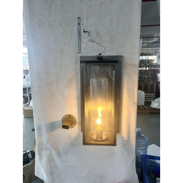 Square Outdoor Glass Sconce Black Stainless Steel Outdoor Sconce Dimmable