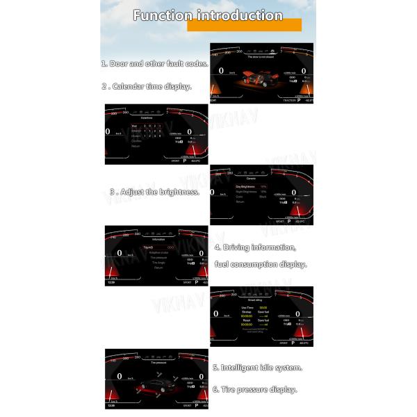 Viknav For BMW 5Series E60 E61 E63 E64 (2004-2009) 12.3 inch Digital Dashboard LCD Speedometer Vehicle Display Panel