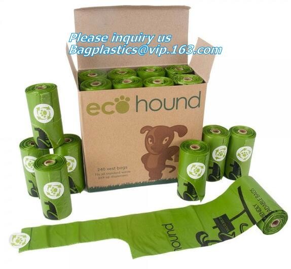 home used compostable customized printed biodegradable dog poop bags, PLA Dog Poop Waste Trash Bag, Premium Quality Comp