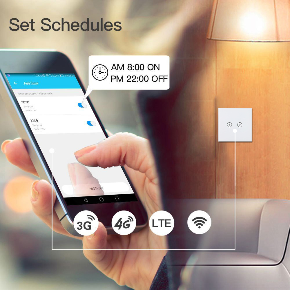 2 gang standard TUYA esp8266 smart wifi wall socket UK