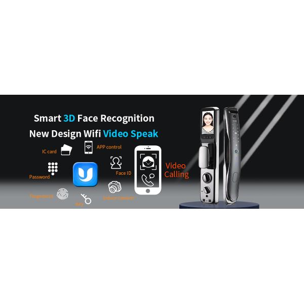 Face ID Intelligent Tuya Door Lock Intercom IC Card App Controlled Smart Door Lock