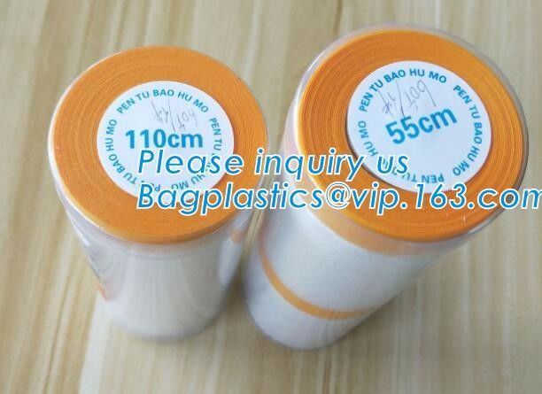 painting painters masking film with bule tape, painting folded pre-taped core masking film, spray plastic pre-tape pla