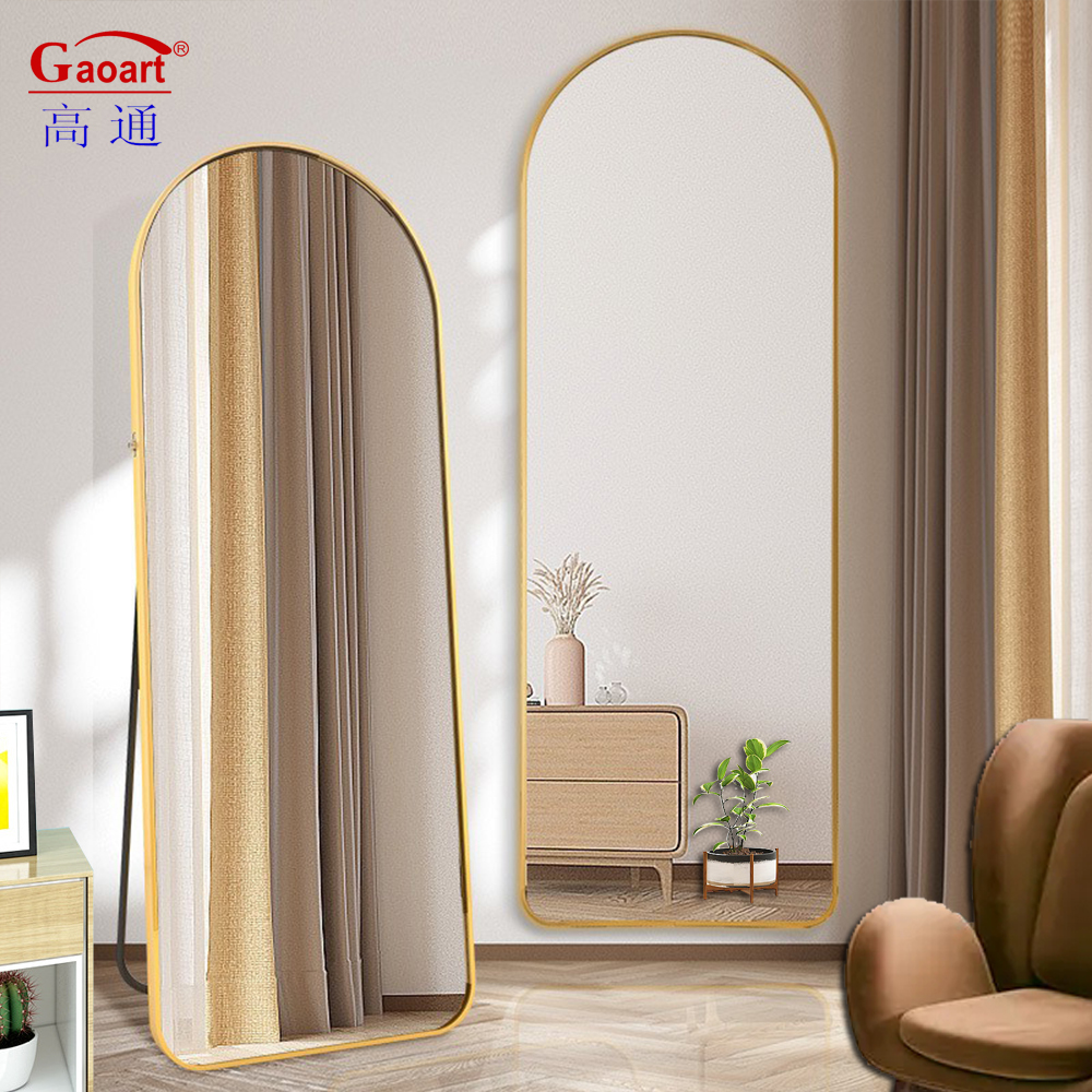 Full Length Gold Arch Frame Standing Black Home Decor Mirror for Living Room Floor Mirror