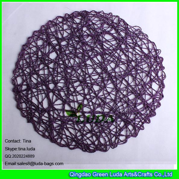 Quality LUDA hollow placemats purple paper straw placemats and table runner sets for sale
