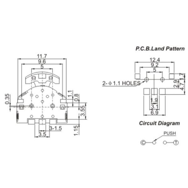 0.7mm Travel Smt Tact Switch , OEM Momentary Lever Switch PC Base Material