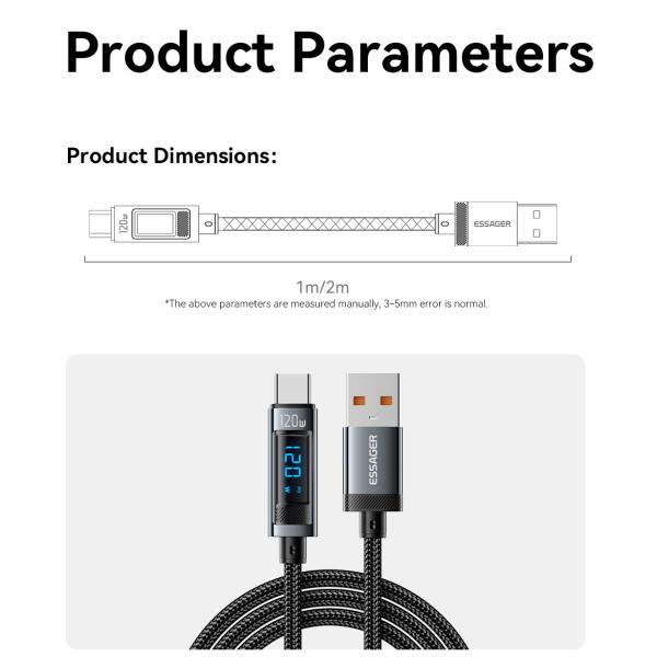 Xiaomi Redmi 120W Type C Charging Cable USB A To USB C ESSAGER ES-X47