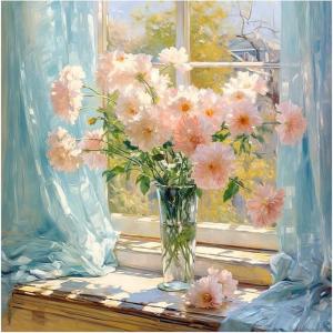40x40cm Pre Printed Pre Drawn Canvas Board Floral Style For Painting