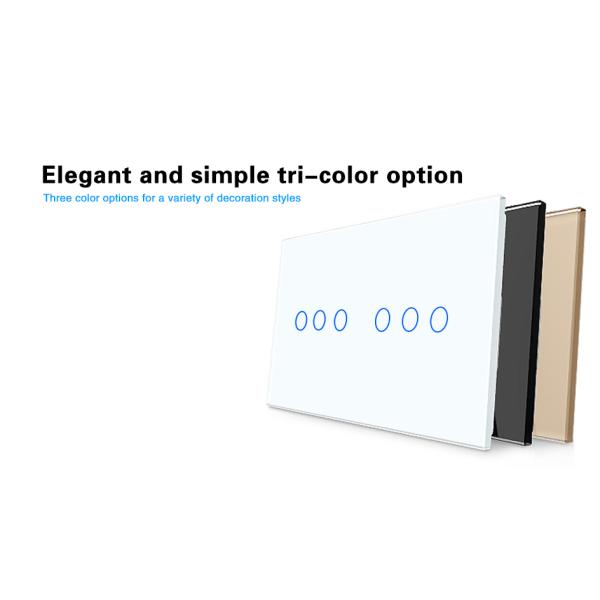 4 Gang Touch Light Switch White Black Grey Gold Smart Wall Switch