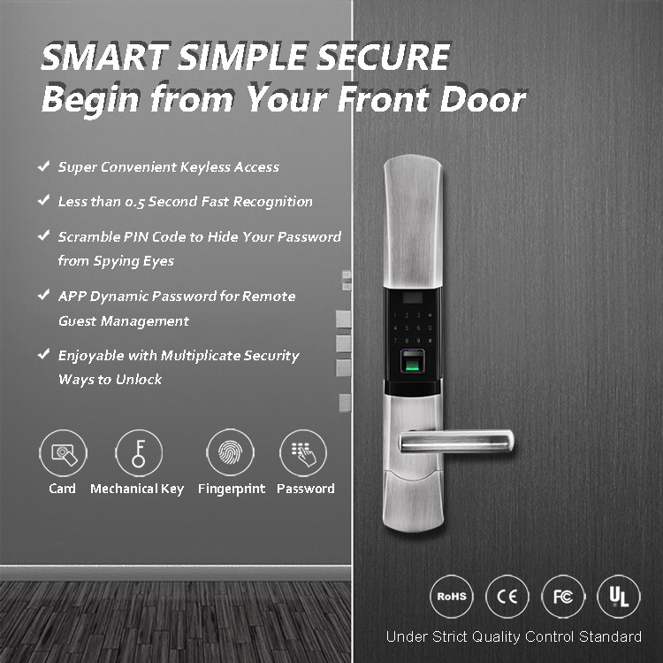 Smart Electronic Automatic Door Lock Fingerprint Scanner Sensor Low Power Consumption