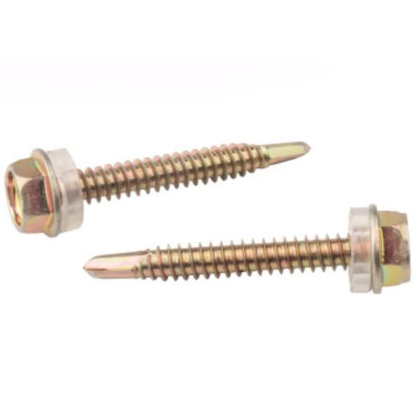 Color Zinc Hexagon Flange Drilling Screw With Tapping Screw Thread Hexagon Flange Drilling Screw