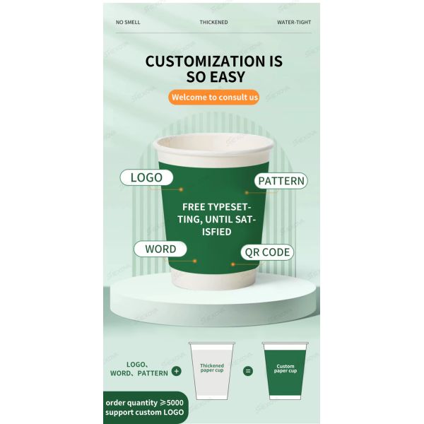 Custom Logo Takeaway White Disposable Double Wall Paper Cup With Lid For Hot Drink