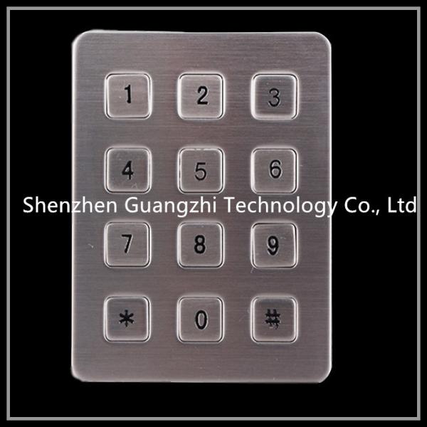 Quality Customizable Metal Stainless Steel Numeric Keyboard 3 * 4 Matrix 12 Keys  Ip65 for sale