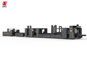 Carton Making Automatic Folder Gluer Stitcher Dual Stitching Black With PLC