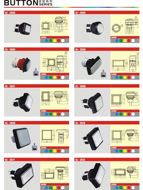 Push Button Arcade Game Machine Parts L41 * W33 * H68MM Size Replacement accessories