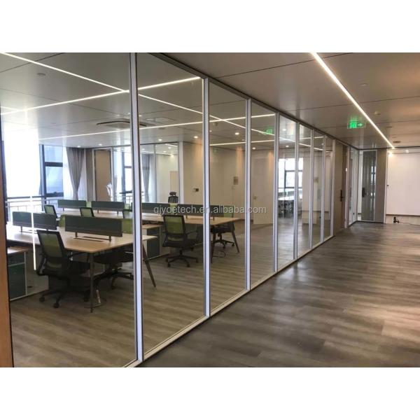 Home Office Full Height Soundproof Glass Wall Office Partition with Blind and 2mm-19mm Thickness