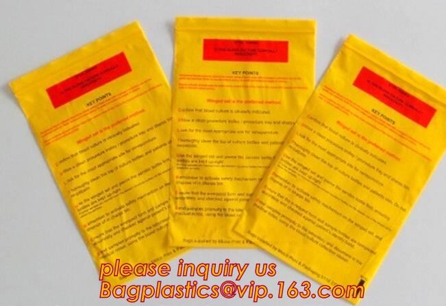 biohazard specimen Zip lockk bag with pocket, recycled custom printed ldpe 3 layers specimen bag Zip lockk bag, pac, pacrite