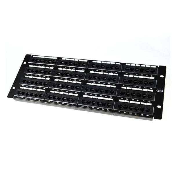 Quality 19′′ 4U CAT.6 UTP Network Patch Panel 96 Ports Dual IDC Black for sale