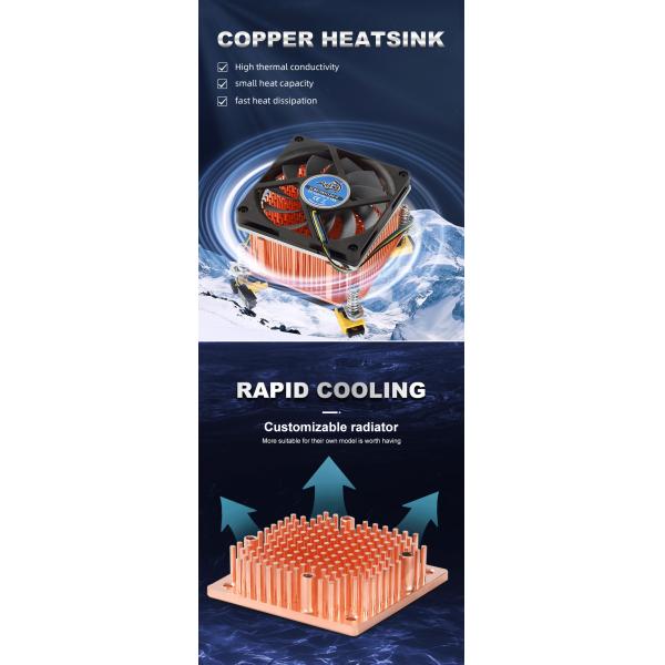 PC CPU Pure Copper Heat Sink Multipurpose Sand Blasting Surface
