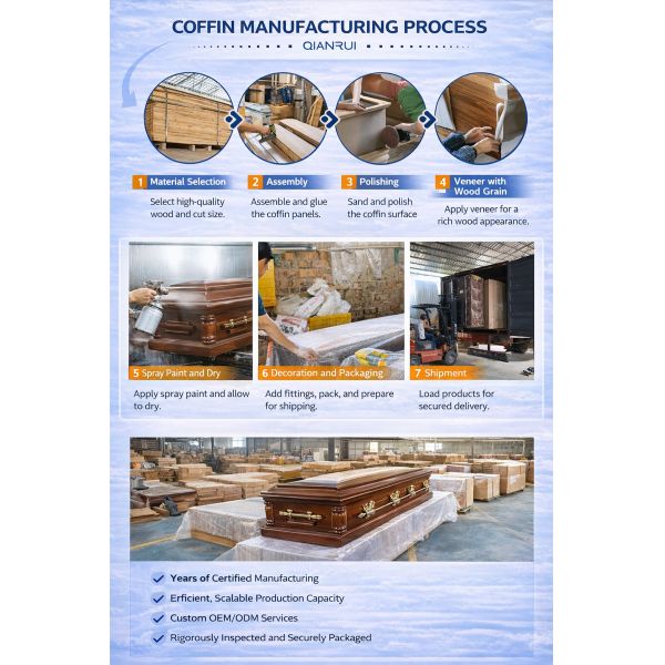 Customized Mahogany Wooden Coffins Polished Finish Understated Appearance