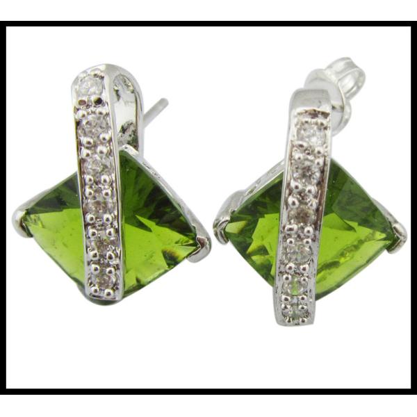 Ring Size 7 925 Silver Jewelry Set with Lobster Clasp Closure Green Summer