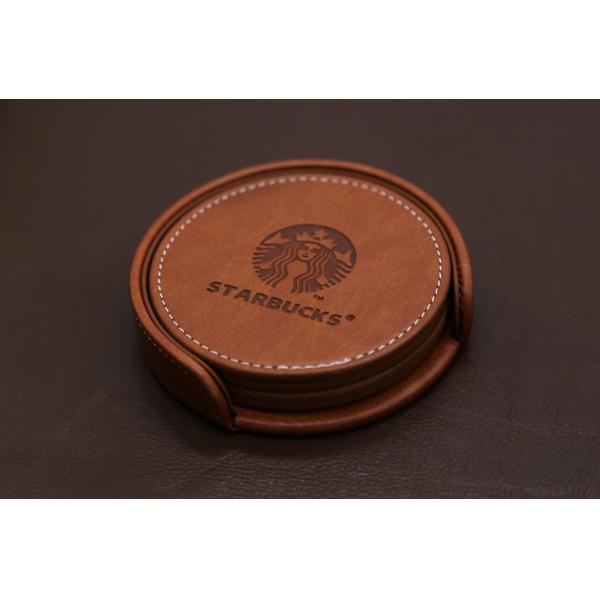 Circular Fancy Stationery Items PU Leather Coasters For Home / Office / Cafe