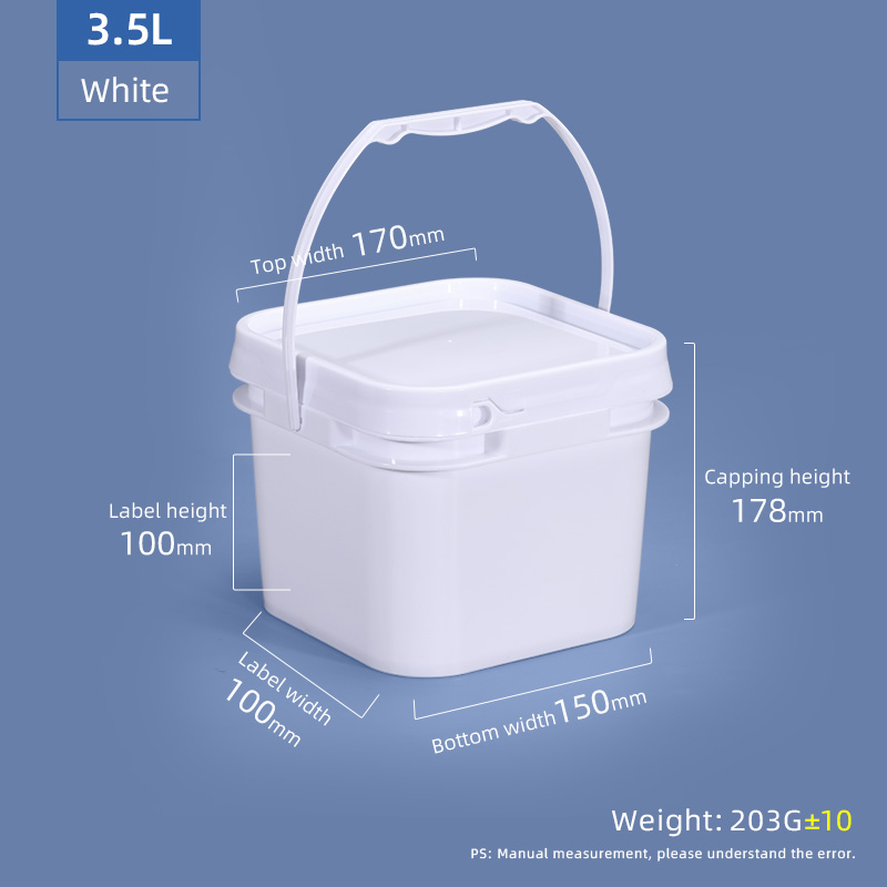 Milk Square Rectangle Customize Heavy Duty Food Snacks Plastic Bucket With Pastic Handle And Lid