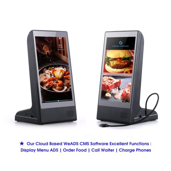 8inch Tabletop Digital Order Call Display LCD Screen Advertising Player with Menu Power Bank
