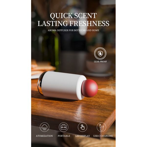 Portable USB Aroma Diffuser with Nano Mist Technology 100m³ Coverage and 20ml Essential Oil Capacity