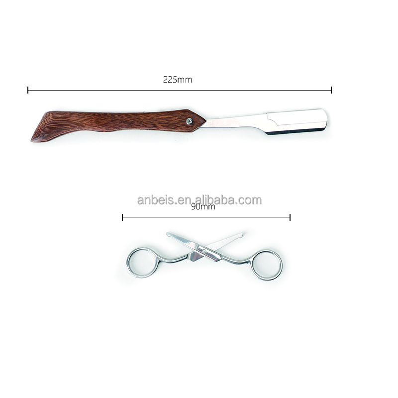 Customize Logo Black Beard Brush And Comb Set With Beard Razor Shaving Scissors