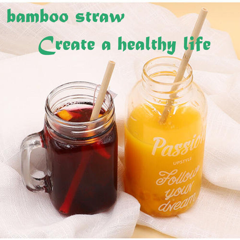 Eco Friendly Customized Logo Reusable Natural Organic Bamboo Fiber Drinking Straw
