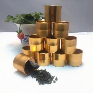 China 10ml Golden Round Recyclable Aluminum Cans 47*48mm Tea Packaging wholesale