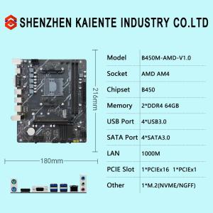 Desktop AMD B450 AM4 Gaming Motherboard 2*DDR4 64G For AMD A12 A10 A8 Ry