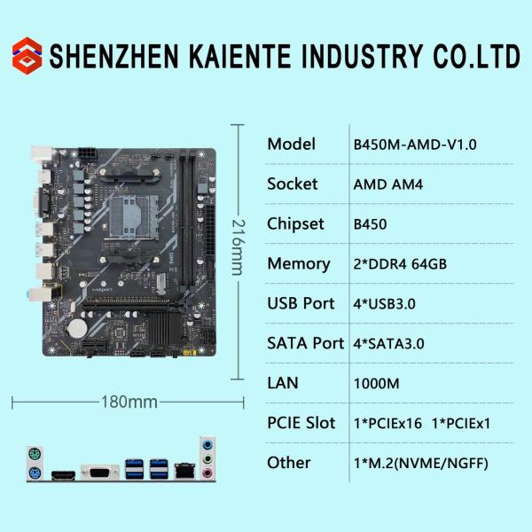 Quality Desktop AMD B450 AM4 Gaming Motherboard 2*DDR4 64G For AMD A12 A10 A8 Ry for sale