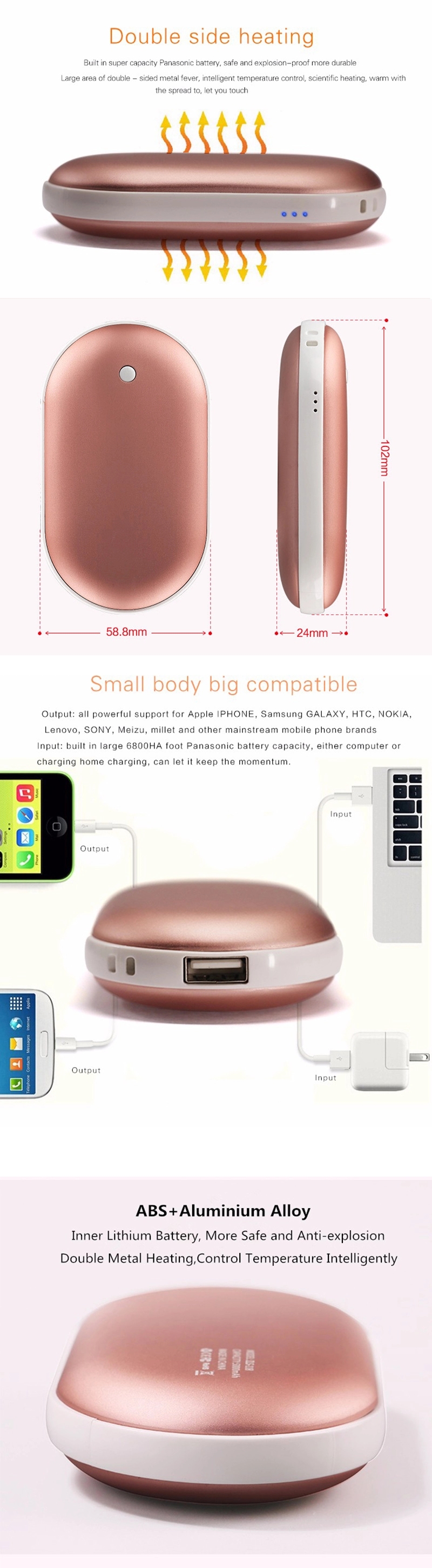Rechargeable Hands Warm Power Bank 5200mAh Pocket Hands Warmer Power Banks